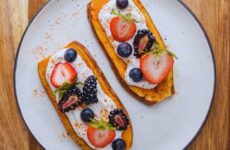 Baked Sweet Potato with Greek Yogurt and Berries Recipe